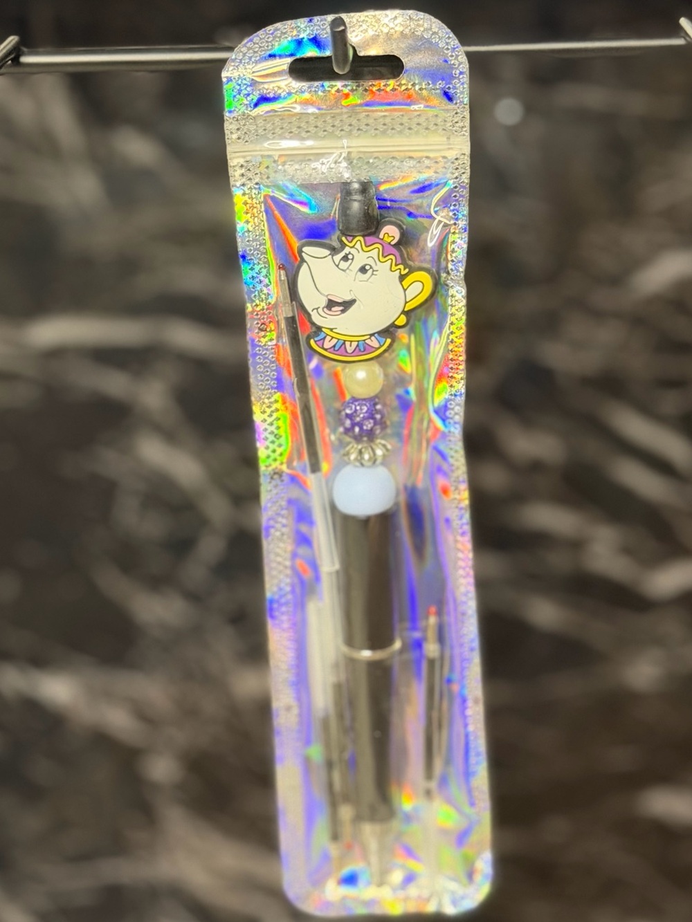 Ms Potts from Beauty & the Beast Focal Bead Pen
Black & Blue Ink